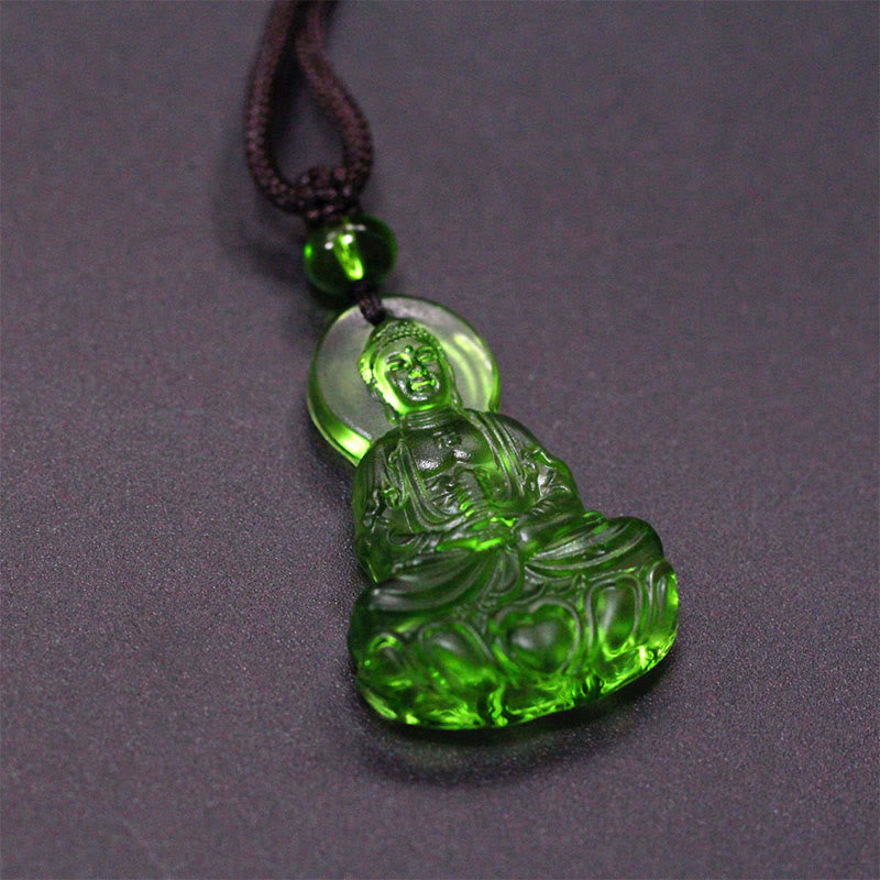 Naszyjnik z Buddha Stones Liuli Crystal Medicine Buddha Serenity - Medycyna Budda-Zielony - image 0