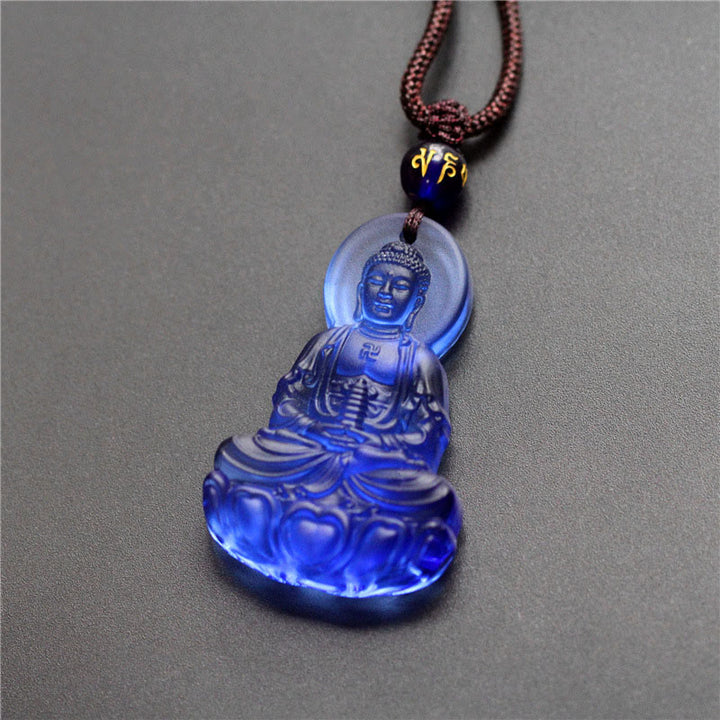 Naszyjnik z Buddha Stones Liuli Crystal Medicine Buddha Serenity - Medycyna Budda-Niebieski - image 1