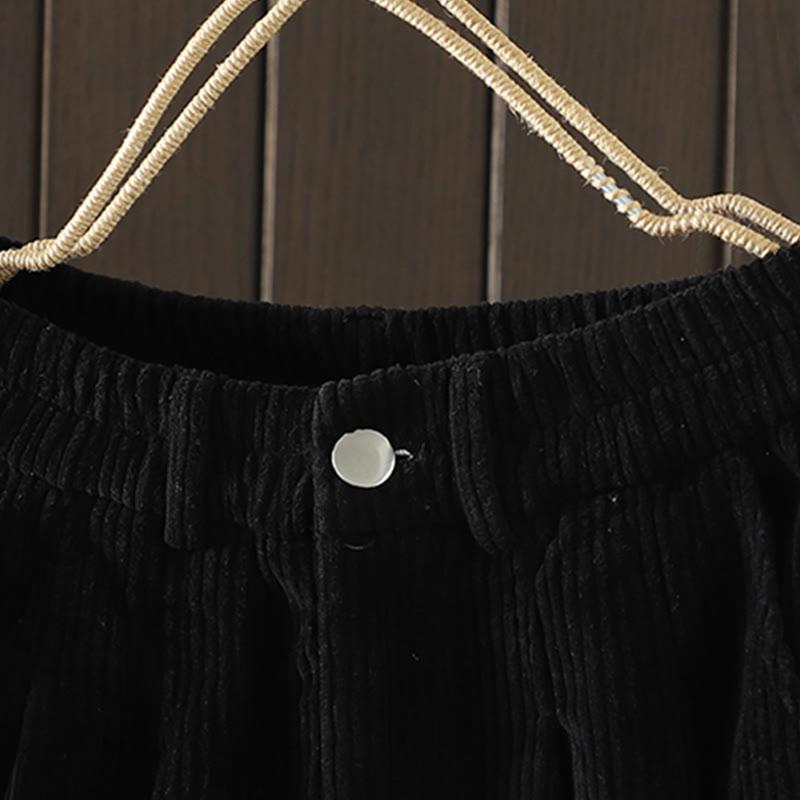 Buddha Stones zimowe spodnie haremowe z gładkiego sztruksu bawełnianego z wysokim stanem i podszewką z polaru z kieszeniami - image 13