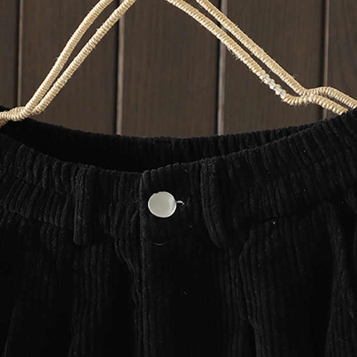 Buddha Stones zimowe spodnie haremowe z gładkiego sztruksu bawełnianego z wysokim stanem i podszewką z polaru z kieszeniami - image 13