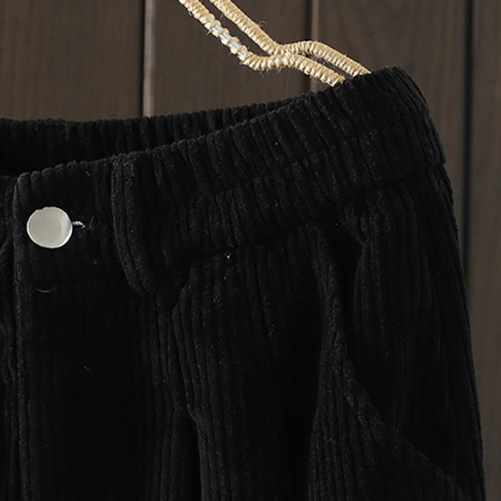 Buddha Stones zimowe spodnie haremowe z gładkiego sztruksu bawełnianego z wysokim stanem i podszewką z polaru z kieszeniami - image 14