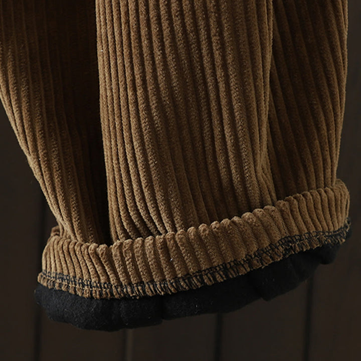 Buddha Stones zimowe spodnie haremowe z gładkiego sztruksu bawełnianego z wysokim stanem i podszewką z polaru z kieszeniami - image 22