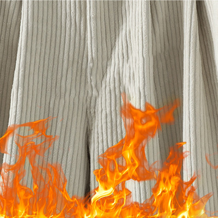 Buddha Stones zimowe spodnie haremowe z gładkiego sztruksu bawełnianego z wysokim stanem i podszewką z polaru z kieszeniami - image 10