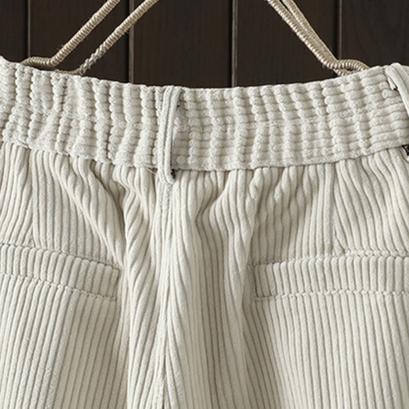 Buddha Stones zimowe spodnie haremowe z gładkiego sztruksu bawełnianego z wysokim stanem i podszewką z polaru z kieszeniami - image 2