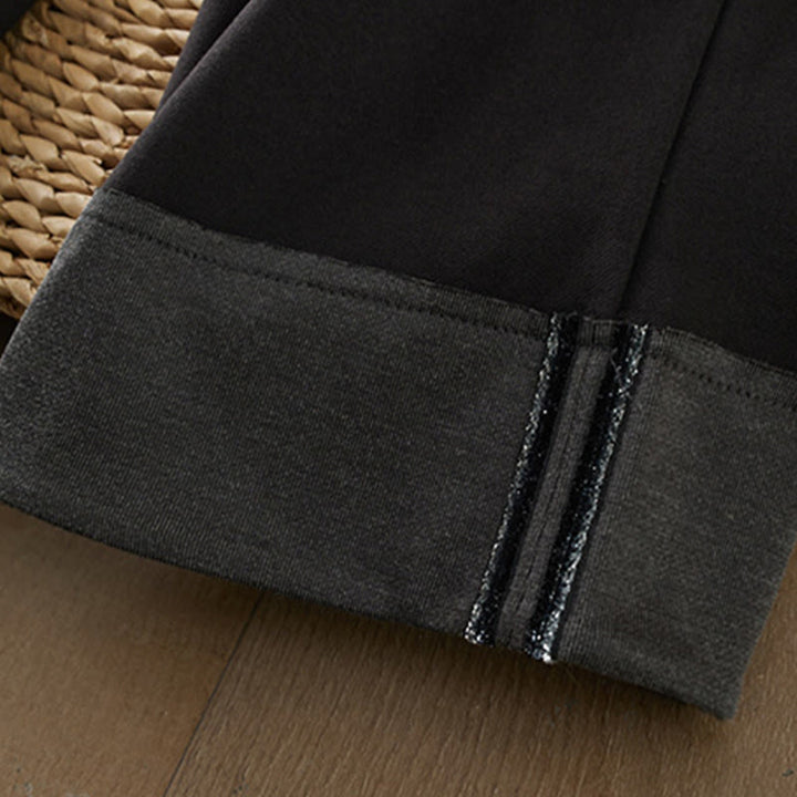 Damskie spodnie zimowe z kieszeniami, luźne, grube, z elastyczną talią i prostymi nogawkami, z Buddha Stones - image 2