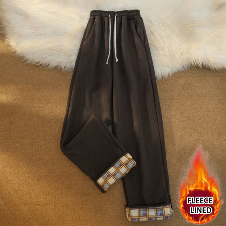 Damskie spodnie z szerokimi nogawkami i kieszeniami, z bawełny, sztruksu i polaru Buddha Stones - SaddleBrown (podszewka polarowa) - US18, UK/AU22, EU50 (6XL) - image 0