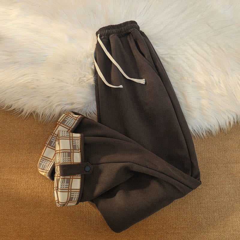 Damskie spodnie z szerokimi nogawkami i kieszeniami, z bawełny, sztruksu i polaru Buddha Stones - image 9