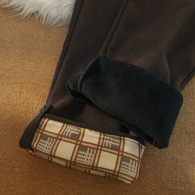 Damskie spodnie z szerokimi nogawkami i kieszeniami, z bawełny, sztruksu i polaru Buddha Stones - image 24