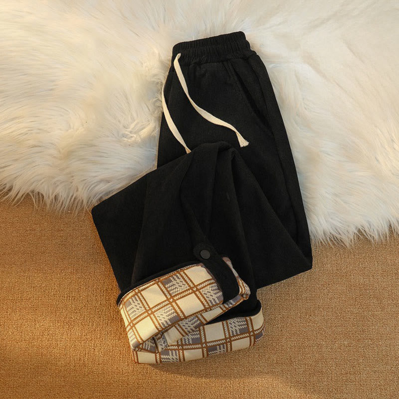 Damskie spodnie z szerokimi nogawkami i kieszeniami, z bawełny, sztruksu i polaru Buddha Stones - image 15