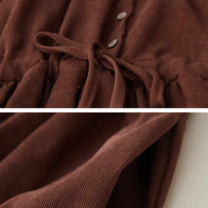 Sukienka midi z długim rękawem i kieszeniami, haftowana, z kwiatowym wzorem i sznurowaniem, z Buddha Stones - image 5