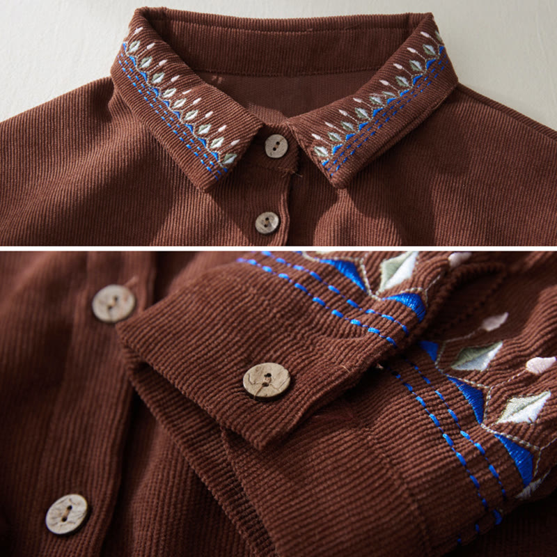 Sukienka midi z długim rękawem i kieszeniami, haftowanymi Buddha Stones i kwiatowym wzorem, sznurowana - image 3