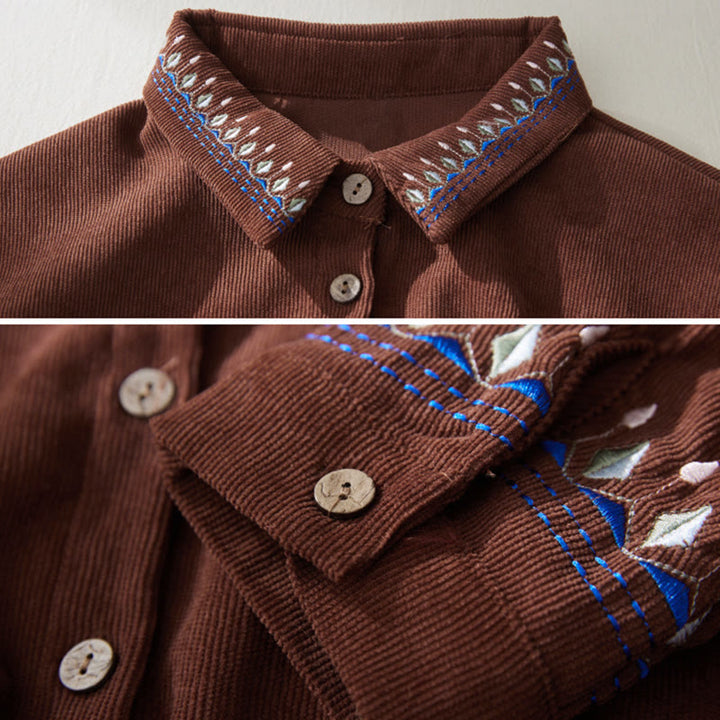 Sukienka midi z długim rękawem i kieszeniami, haftowanymi Buddha Stones i kwiatowym wzorem, sznurowana - image 3