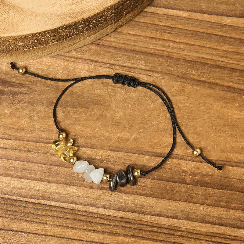 Bransoletka z Buddha Stones, cytrynem, zielonym awenturynem i pirytem, ​​z liną sukcesu - image 3