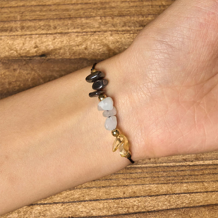 Bransoletka z Buddha Stones, cytrynem, zielonym awenturynem i pirytem, ​​z liną sukcesu - image 5