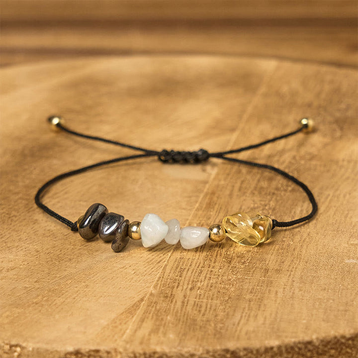 Bransoletka z Buddha Stones, cytrynem, zielonym awenturynem i pirytem, ​​z liną sukcesu - image 2