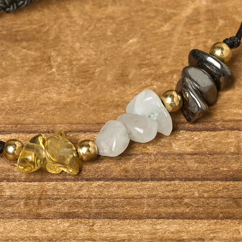 Bransoletka z Buddha Stones, cytrynem, zielonym awenturynem i pirytem, ​​z liną sukcesu - image 4