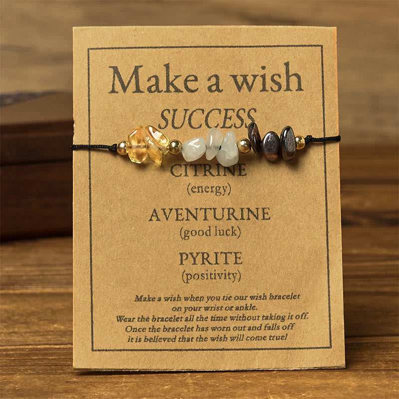 Bransoletka z Buddha Stones, cytrynem, zielonym awenturynem i pirytem, ​​z liną sukcesu - image 1