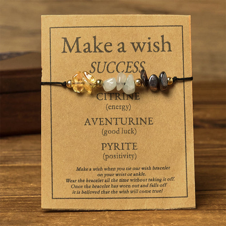 Bransoletka z Buddha Stones, cytrynem, zielonym awenturynem i pirytem, ​​z liną sukcesu - image 1