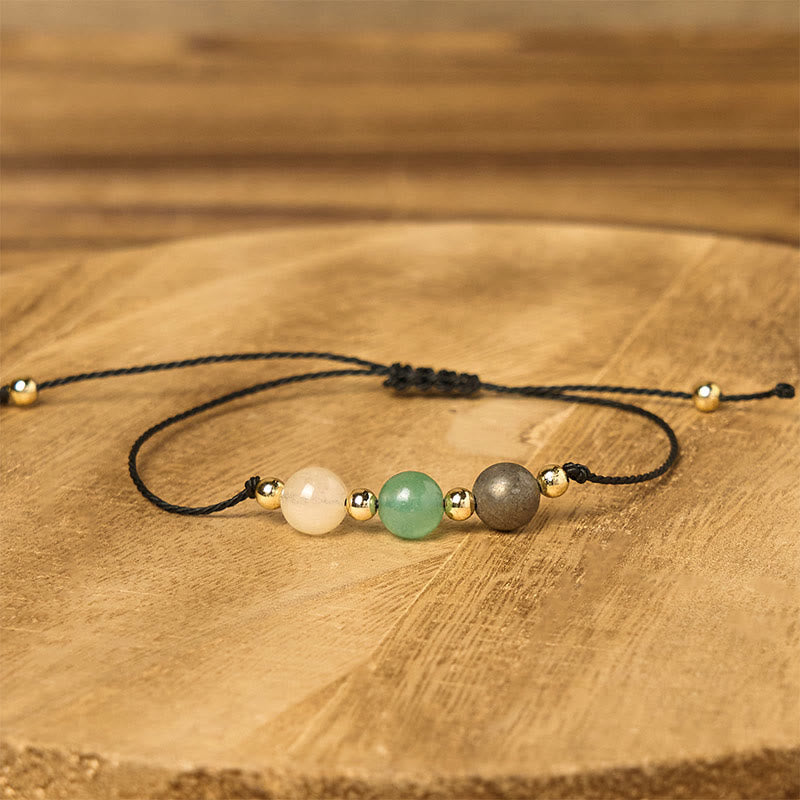 Bransoletka z Buddha Stones, cytrynem, zielonym awenturynem i pirytem, ​​z liną sukcesu - image 12