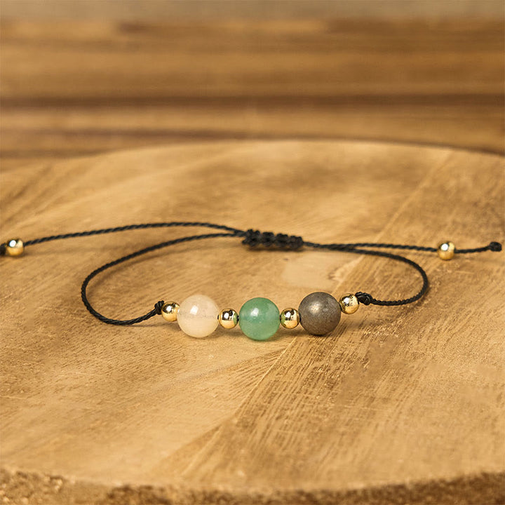 Bransoletka z Buddha Stones, cytrynem, zielonym awenturynem i pirytem, ​​z liną sukcesu - image 12