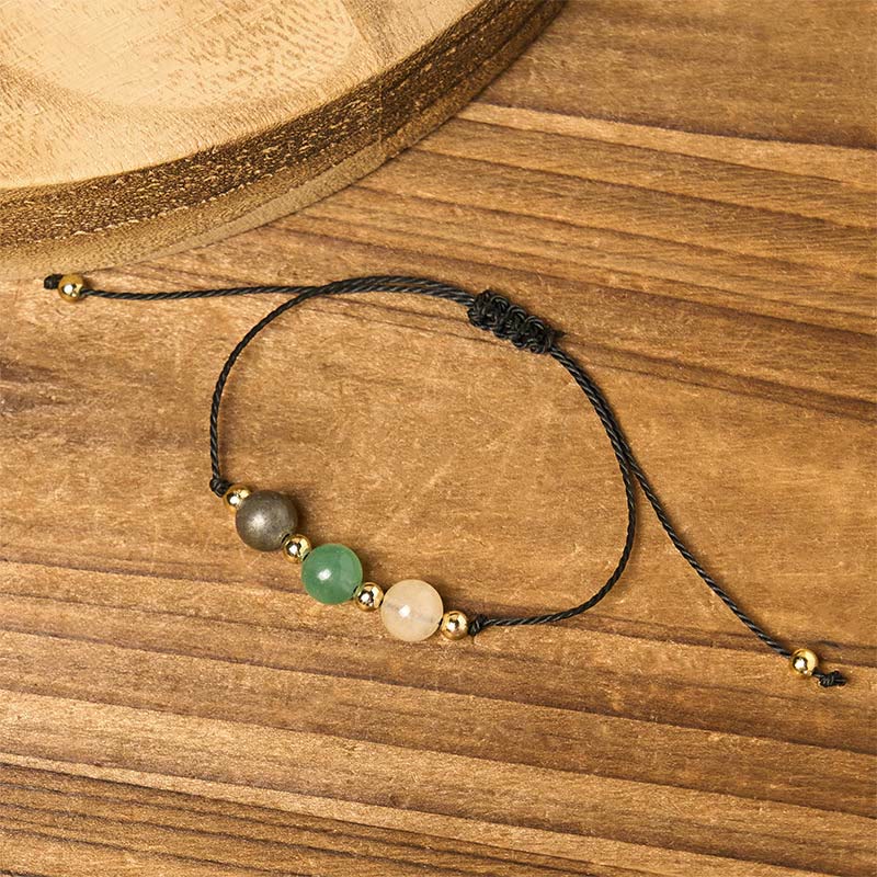 Bransoletka z Buddha Stones, cytrynem, zielonym awenturynem i pirytem, ​​z liną sukcesu - image 13