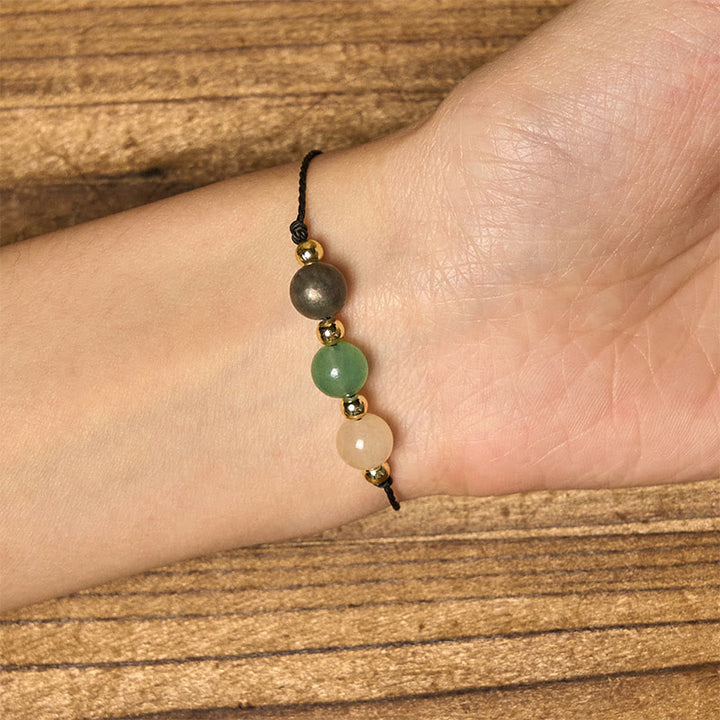 Bransoletka z Buddha Stones, cytrynem, zielonym awenturynem i pirytem, ​​z liną sukcesu - image 15