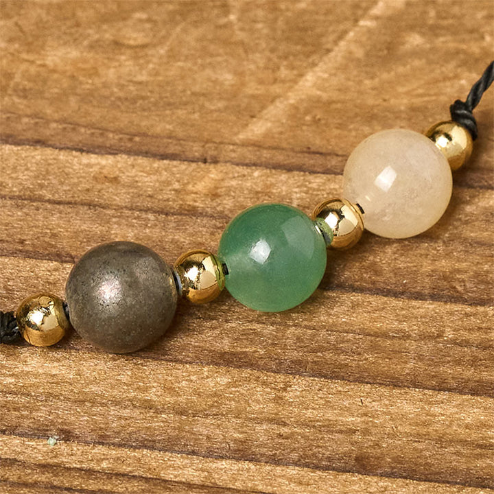 Bransoletka z Buddha Stones, cytrynem, zielonym awenturynem i pirytem, ​​z liną sukcesu - image 14