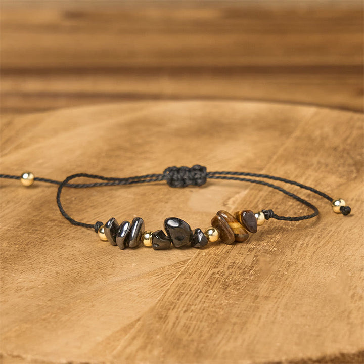 Bransoletka ochronna z liny i kart z Buddha Stones, tygrysim okiem i czarnym turmalinem pirytowym - image 2