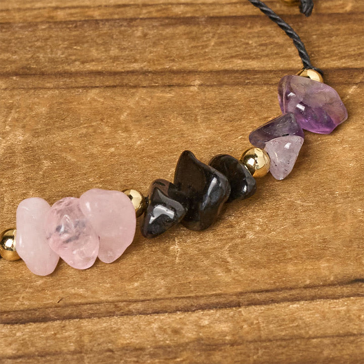 Bransoletka z Buddha Stones, ametystu, czarnego turmalinu i kwarcu różowego, z kartą Empath - image 4