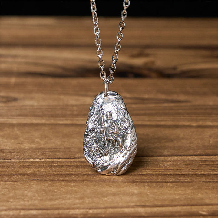 Buddha Stones Miedziany naszyjnik z wisiorkiem współczucia Kṣitigarbha Dizang Bodhisattwa - image 1