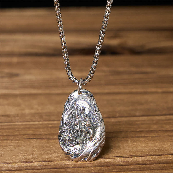 Buddha Stones Miedziany naszyjnik z wisiorkiem współczucia Kṣitigarbha Dizang Bodhisattwa - Budda i łańcuch skrętny - image 7