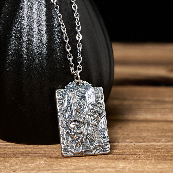 Buddha Stones Miedziano-czarno-biały naszyjnik z wisiorkiem w kształcie równowagi - image 3