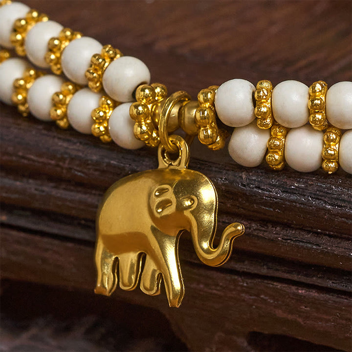 Bransoletka Buddha Stones Turquoise Elephant Luck z podwójną warstwą platerowanej miedzi, zapewniająca siłę - image 4