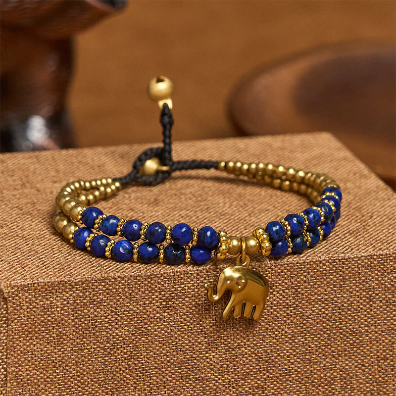 Bransoletka Buddha Stones Turquoise Elephant Luck z podwójną warstwą platerowanej miedzi, zapewniająca siłę - Niebieski turkus (obwód nadgarstka: 15-18 cm) - image 13