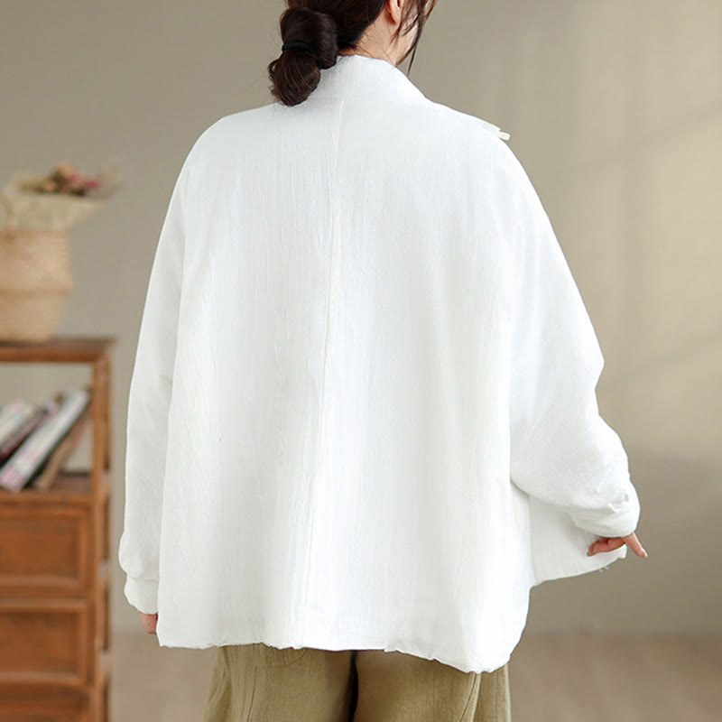 Kurtka zimowa damska z chińskimi żabami i guzikami, z długim rękawem i kieszeniami, z grubej bawełny, z Buddha Stones - image 15