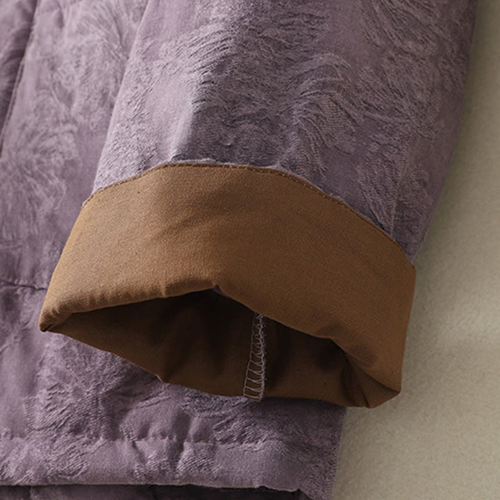 Kurtka damska z długim rękawem i kieszeniami z motywem żabich guzików w jednolitym kolorze z Buddha Stones - image 3