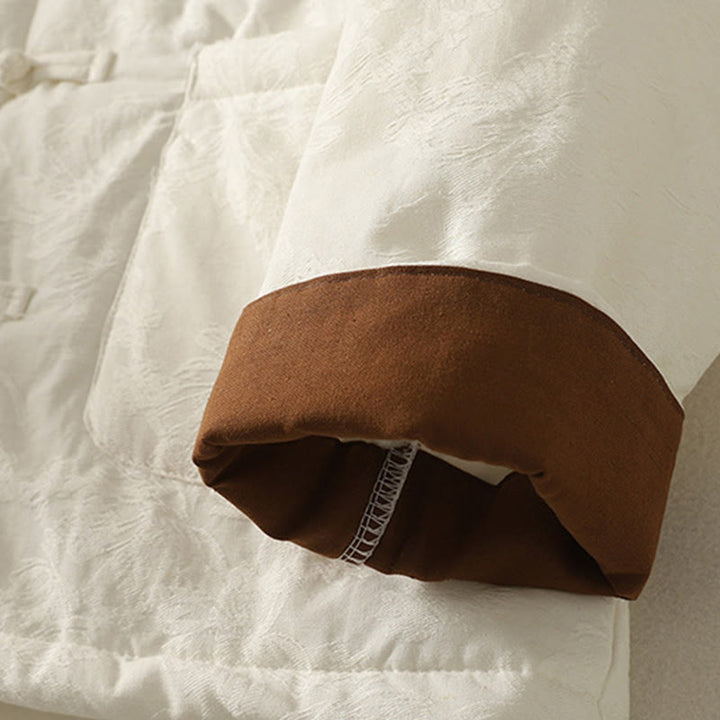 Kurtka damska z długim rękawem i kieszeniami z motywem żabich guzików w jednolitym kolorze z Buddha Stones - image 12