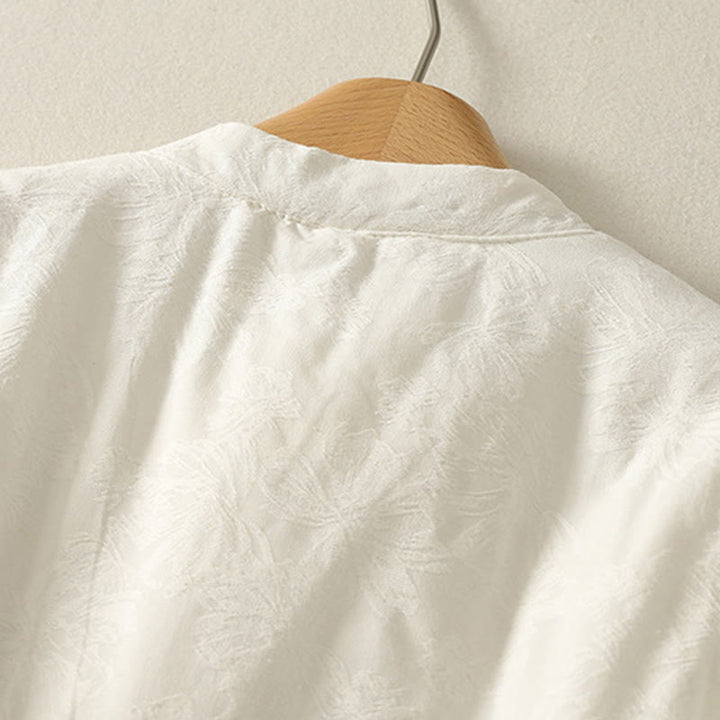 Kurtka damska z długim rękawem i kieszeniami z motywem żabich guzików w jednolitym kolorze z Buddha Stones - image 8