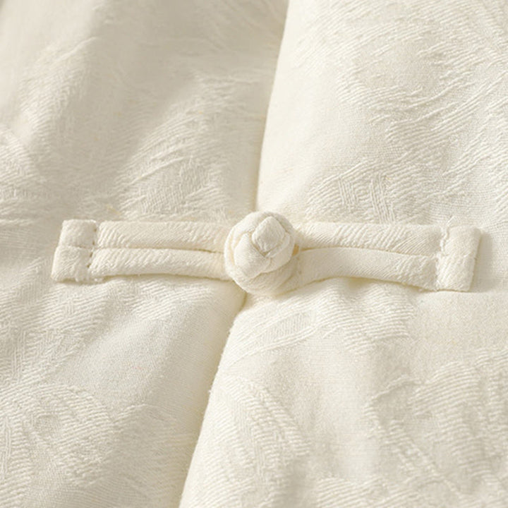 Kurtka damska z długim rękawem i kieszeniami z motywem żabich guzików w jednolitym kolorze z Buddha Stones - image 9