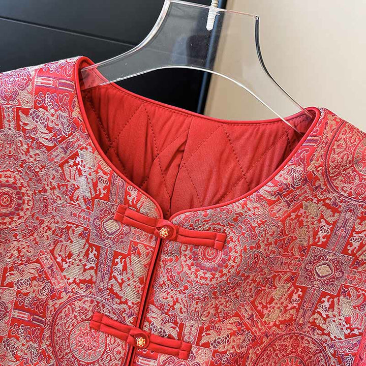 Damska kurtka bawełniana z długim rękawem i kieszeniami, z symetrycznym kwiatowym wzorem „ Buddha Stones” - image 6