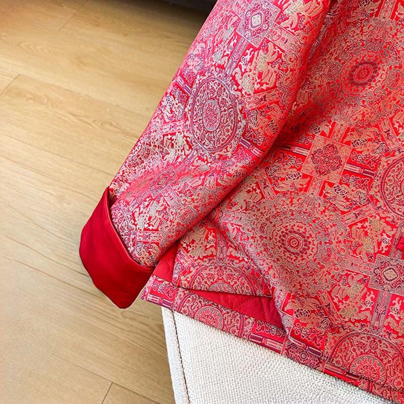 Damska kurtka bawełniana z długim rękawem i kieszeniami, z symetrycznym kwiatowym wzorem „ Buddha Stones” - image 9