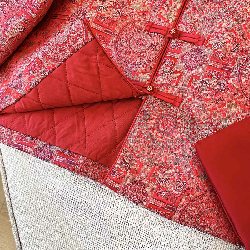 Damska kurtka bawełniana z długim rękawem i kieszeniami, z symetrycznym kwiatowym wzorem „ Buddha Stones” - image 11