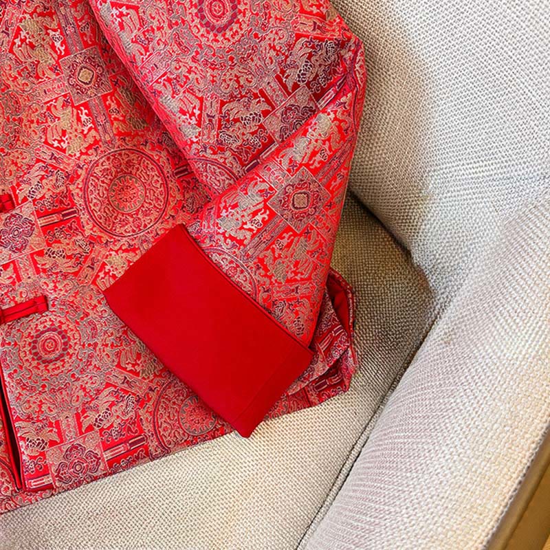 Damska kurtka bawełniana z długim rękawem i kieszeniami, z symetrycznym kwiatowym wzorem „ Buddha Stones” - image 10