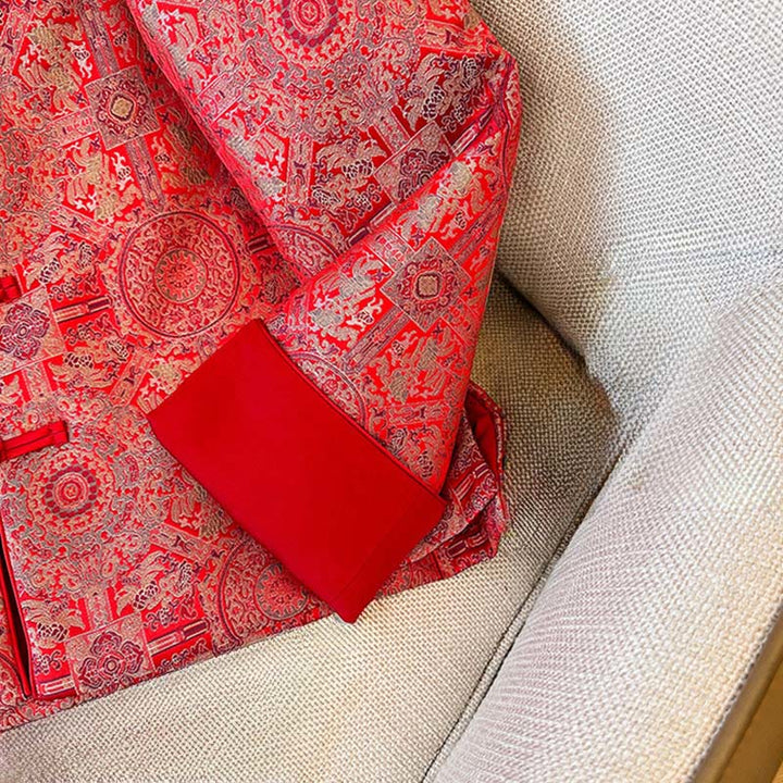 Damska kurtka bawełniana z długim rękawem i kieszeniami, z symetrycznym kwiatowym wzorem „ Buddha Stones” - image 10