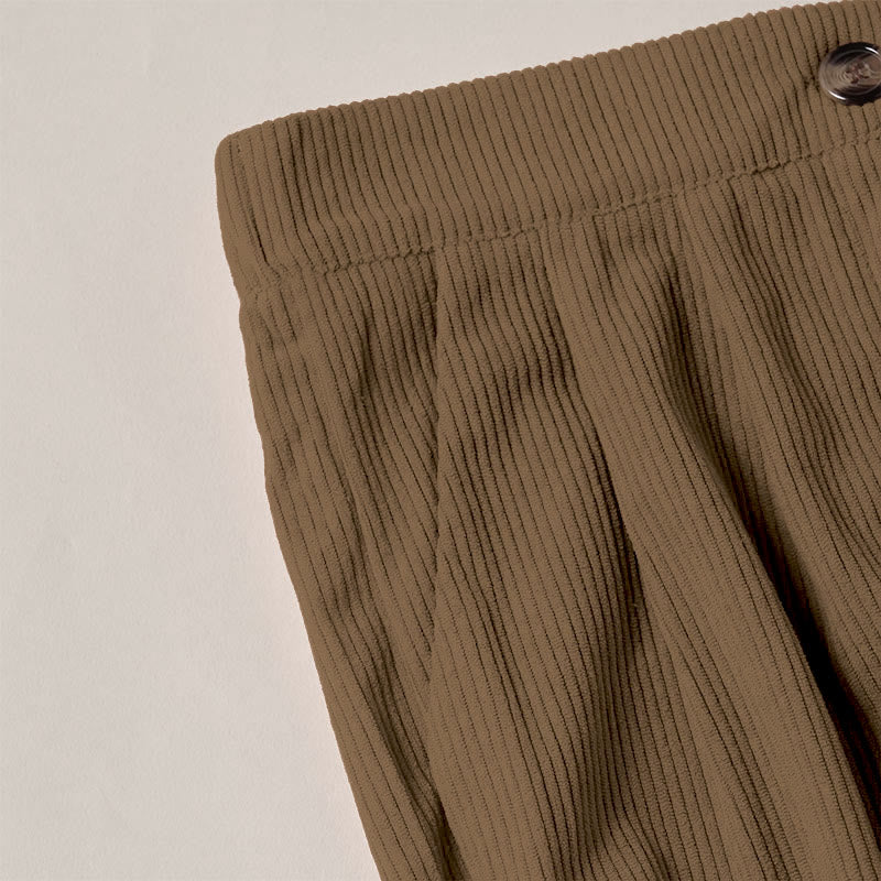 Spodnie damskie z prostymi nogawkami i kieszeniami, z materiału Buddha Stones, z kordu - image 4