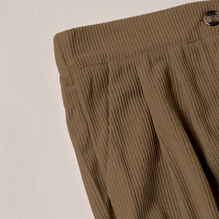 Spodnie damskie z prostymi nogawkami i kieszeniami, z materiału Buddha Stones, z kordu - image 4