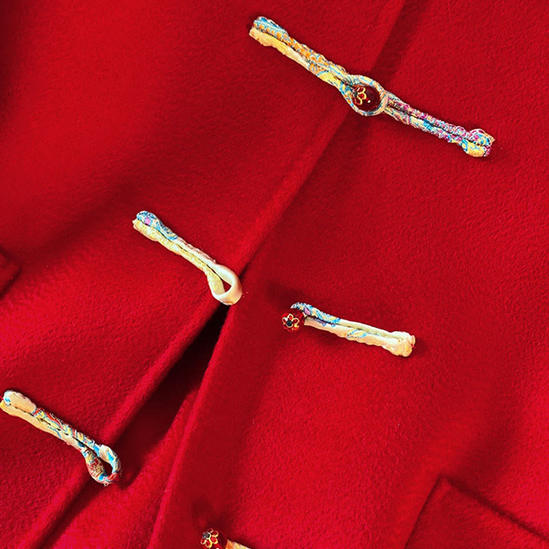 Kurtka damska z długim rękawem z bawełny z kieszeniami i haftowanymi guzikami w kształcie Buddha Stones - image 8