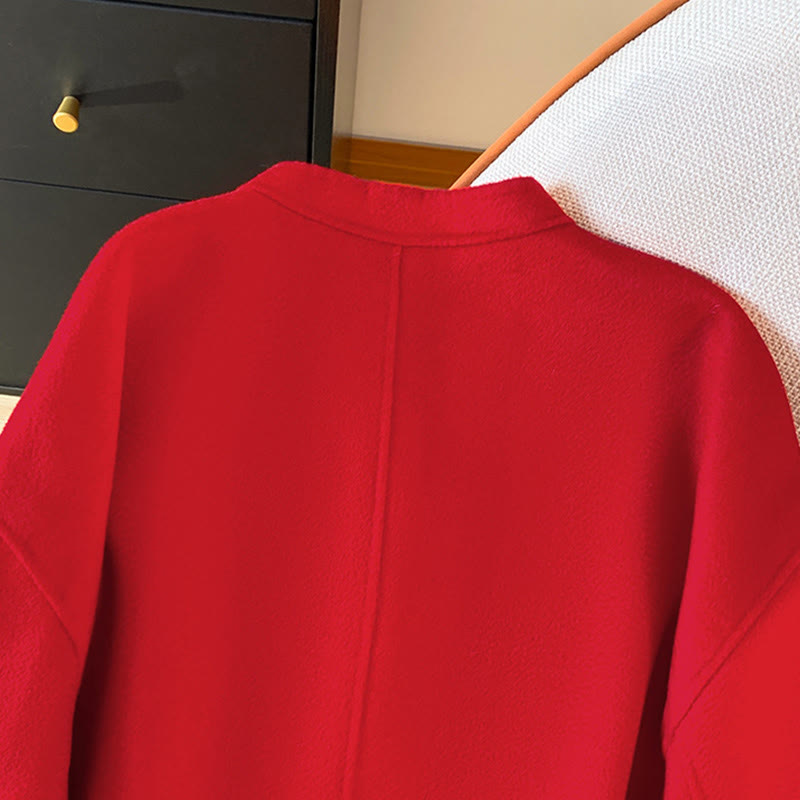 Kurtka damska z długim rękawem z bawełny z kieszeniami i haftowanymi guzikami w kształcie Buddha Stones - image 5