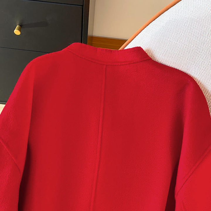 Kurtka damska z długim rękawem z bawełny z kieszeniami i haftowanymi guzikami w kształcie Buddha Stones - image 5