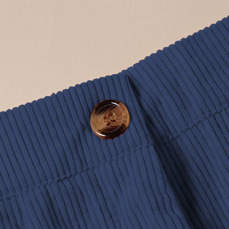 Spodnie damskie z prostymi nogawkami i kieszeniami, z materiału Buddha Stones, z kordu - image 25